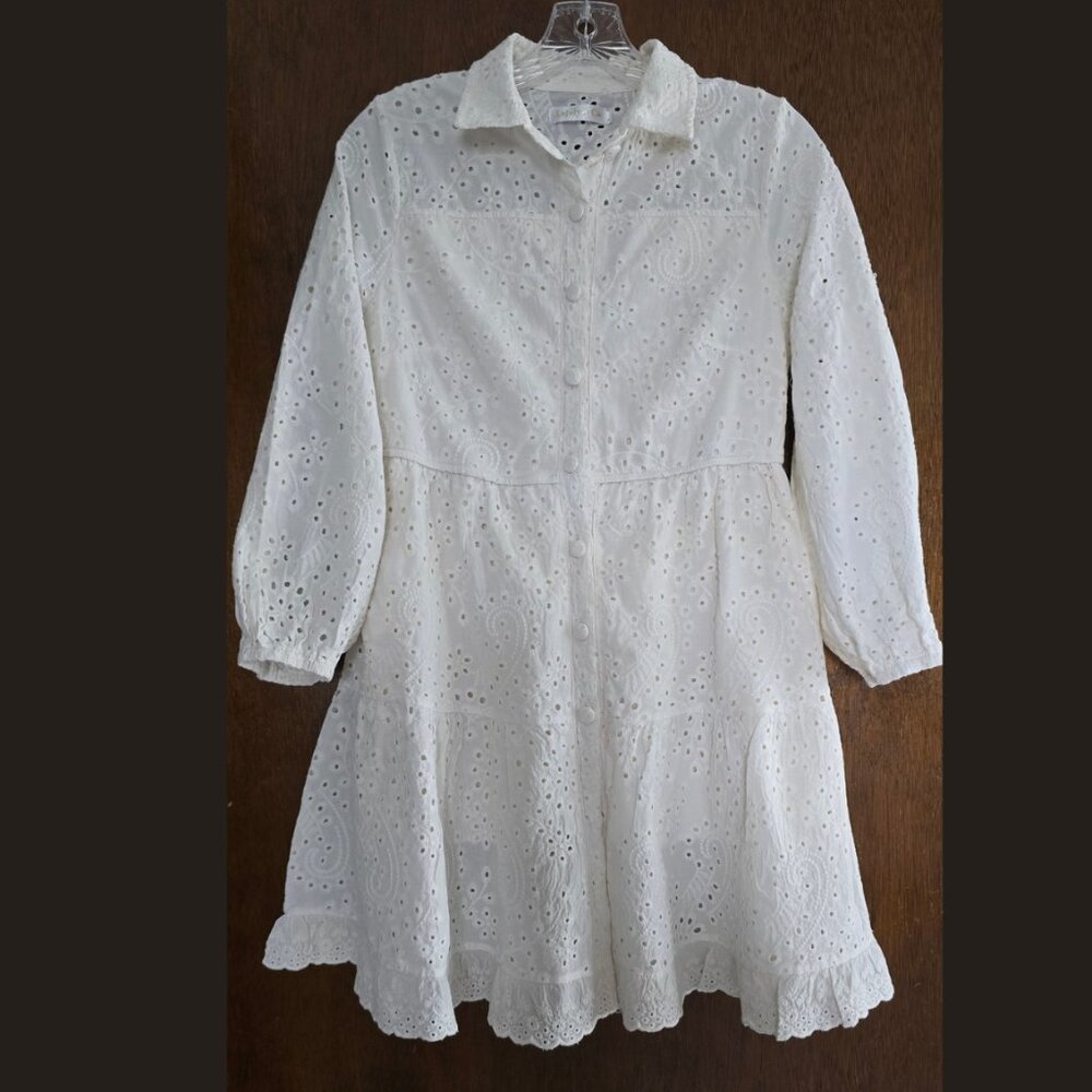 -no offers please- Lajoly & Co. Off-white, eyelet, niche dress S/M. Never worn.